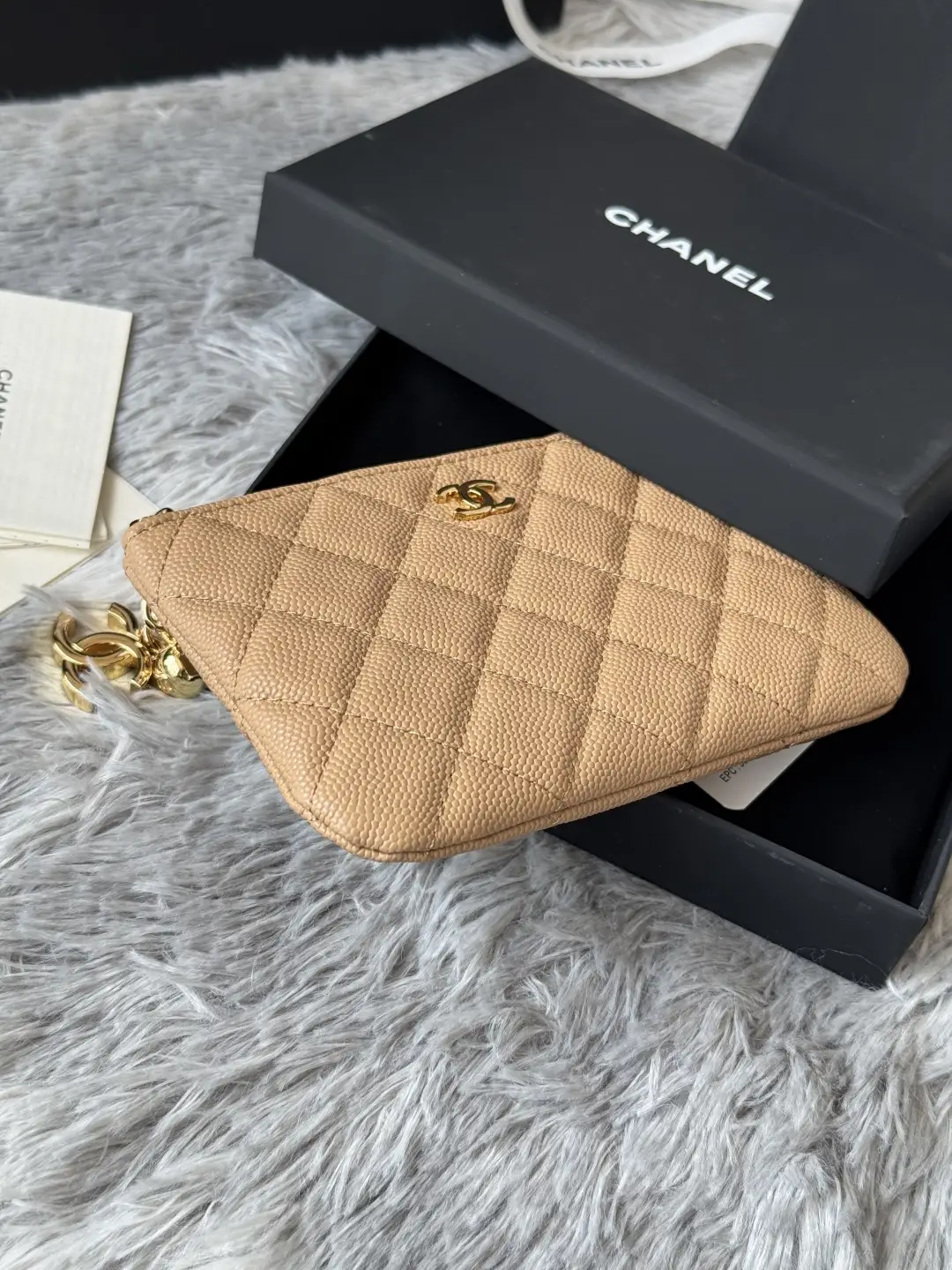 Chanel Pendant Zip Wallet Light Brown