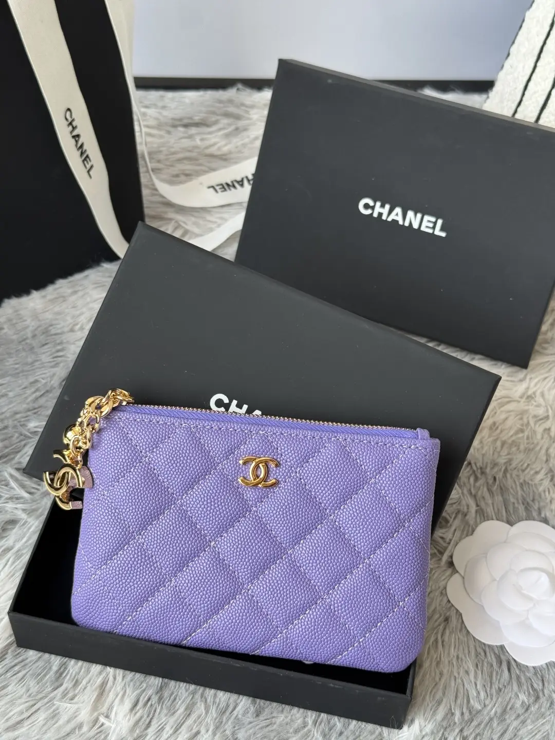 Chanel Pendant Zip Wallet Purple