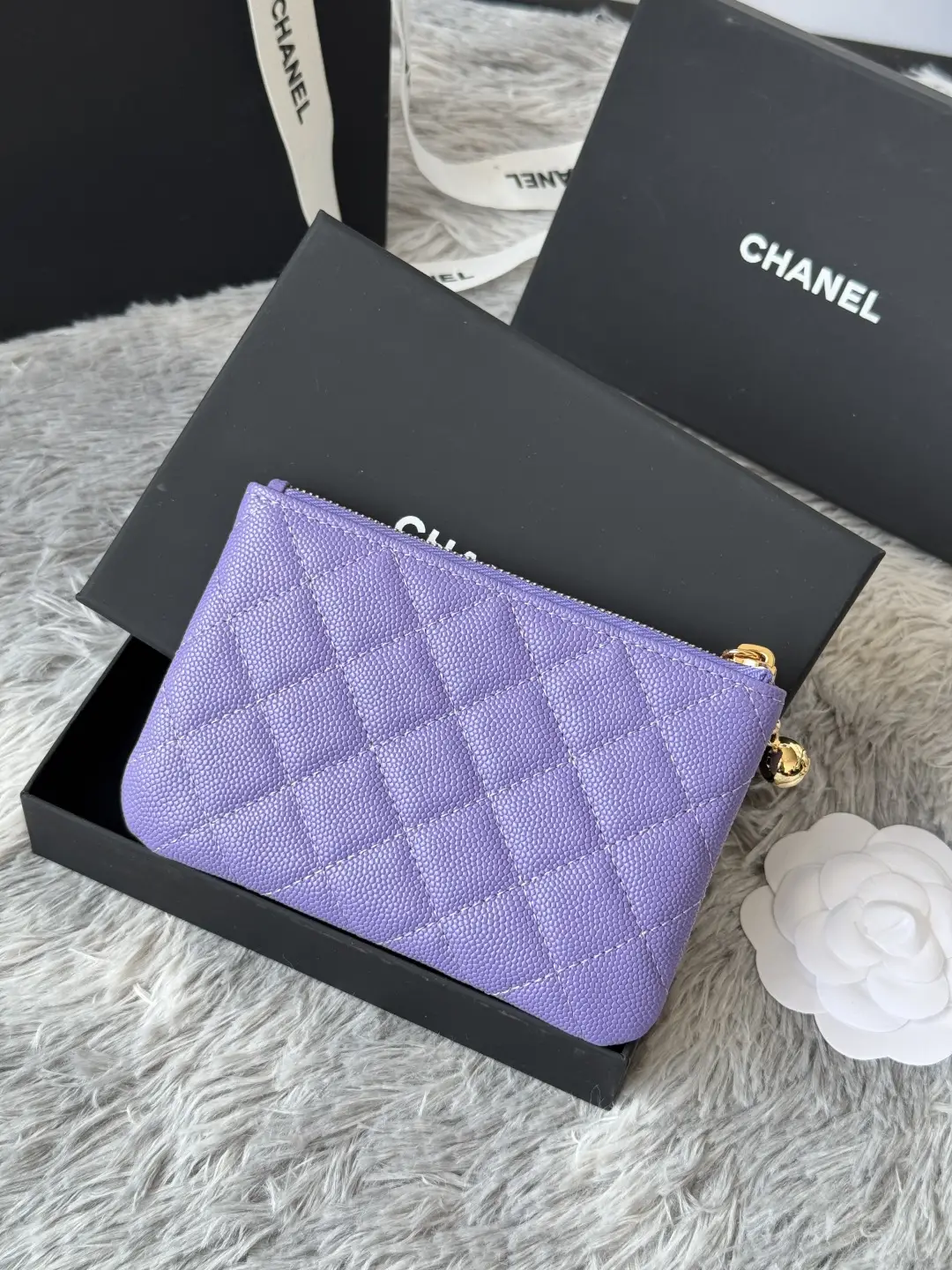 Chanel Pendant Zip Wallet Purple