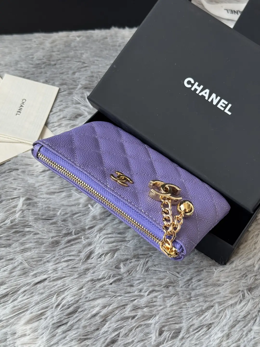 Chanel Pendant Zip Wallet Purple