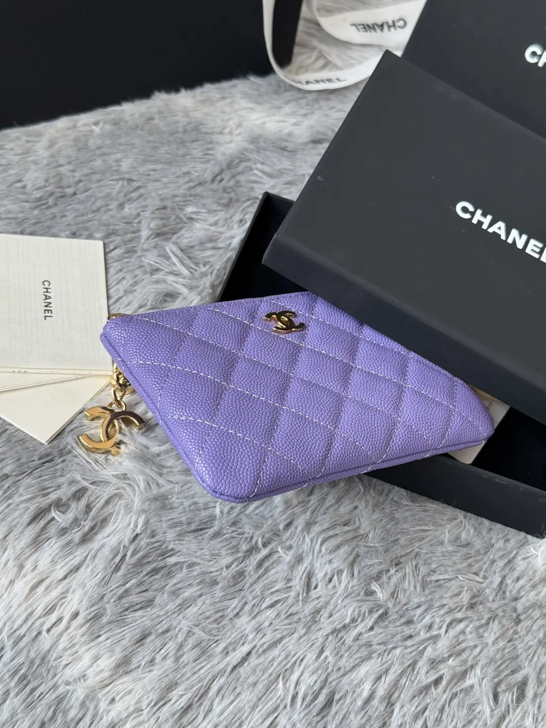 Chanel Pendant Zip Wallet Purple