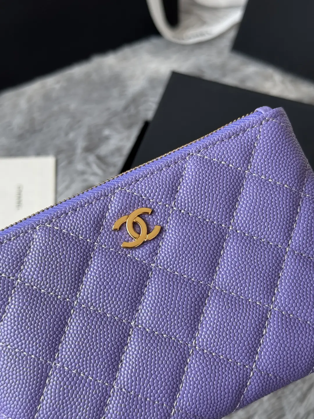 Chanel Pendant Zip Wallet Purple