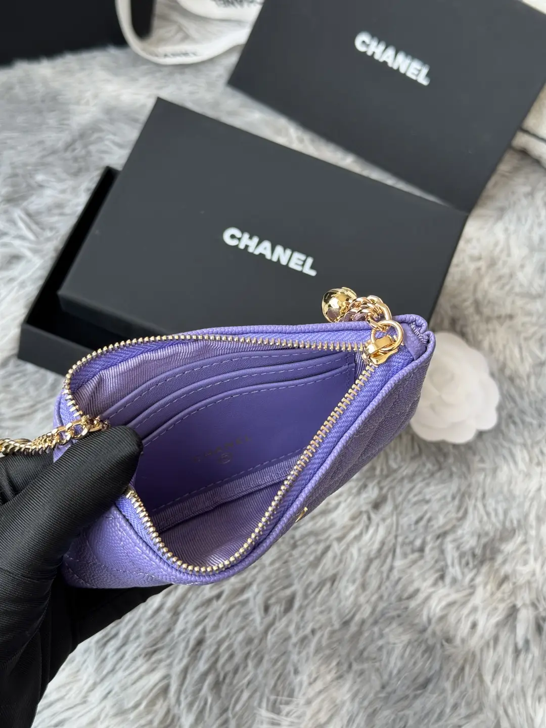Chanel Pendant Zip Wallet Purple