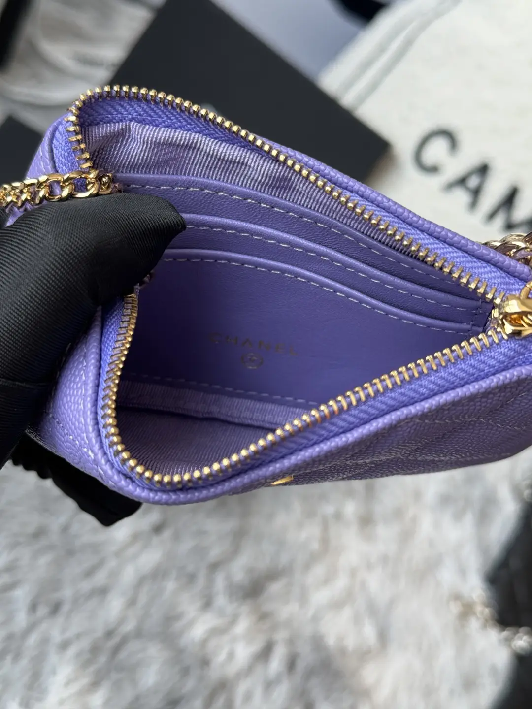 Chanel Pendant Zip Wallet Purple