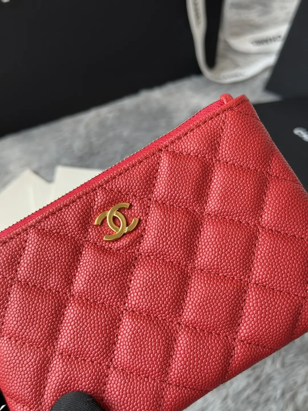 Chanel Pendant Zip Wallet Red