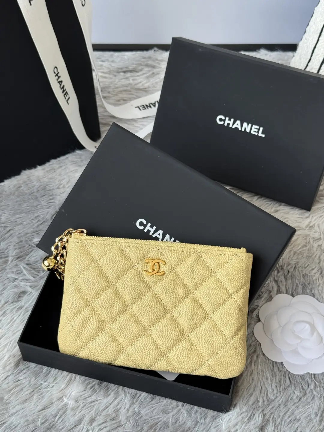 Chanel Pendant Zip Wallet Yellow