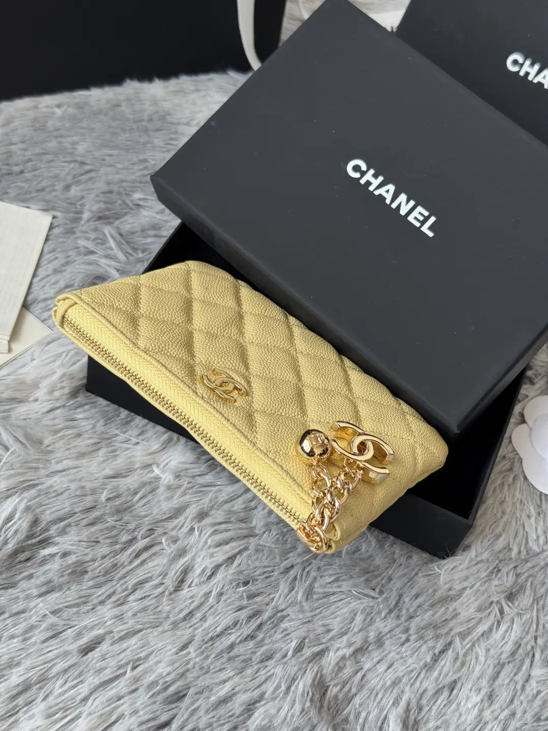 Chanel Pendant Zip Wallet Yellow