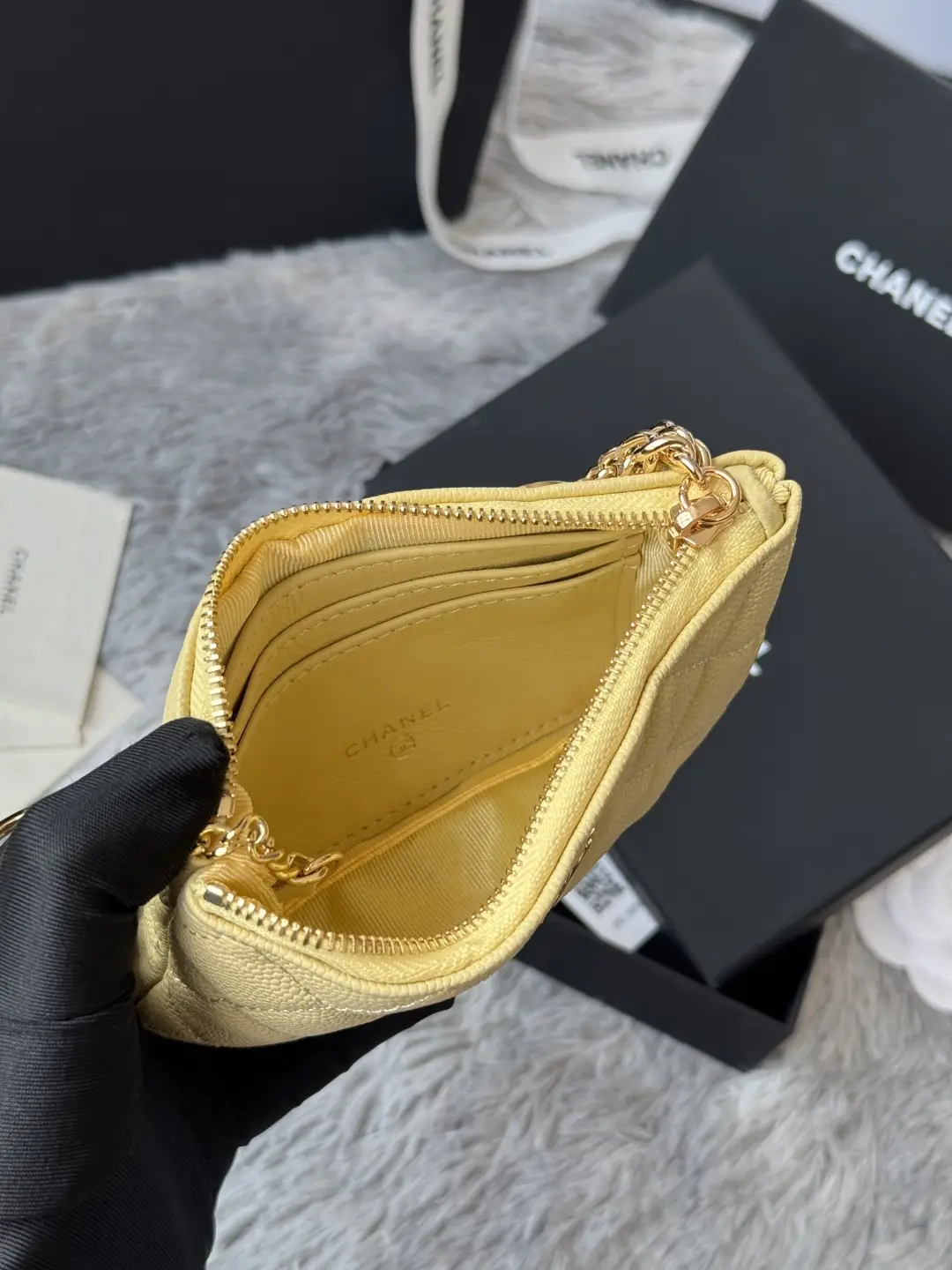 Chanel Pendant Zip Wallet Yellow