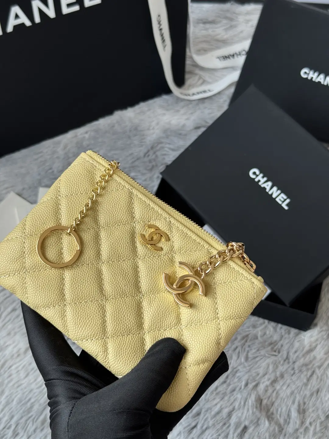 Chanel Pendant Zip Wallet Yellow