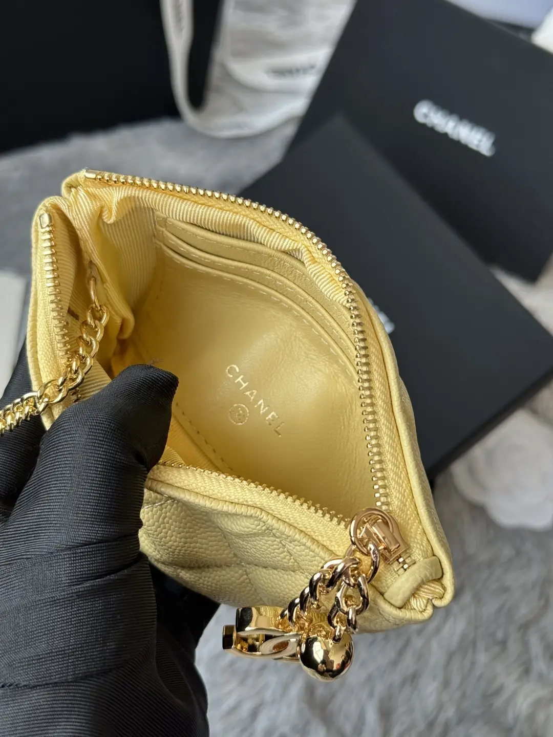 Chanel Pendant Zip Wallet Yellow