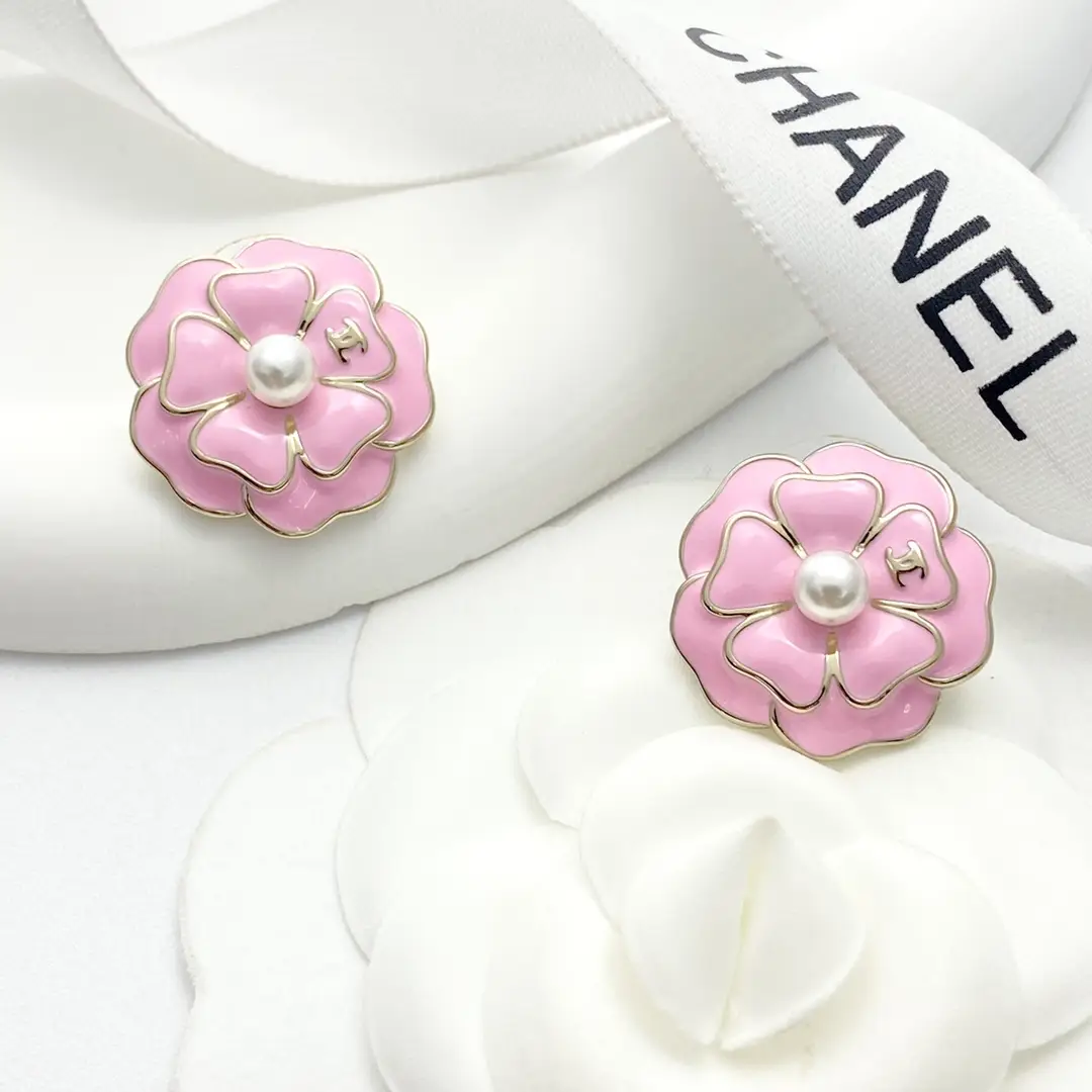 Chanel Pink Camellia Earrings