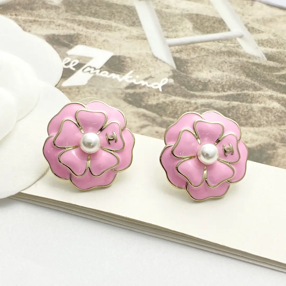Chanel Pink Camellia Earrings
