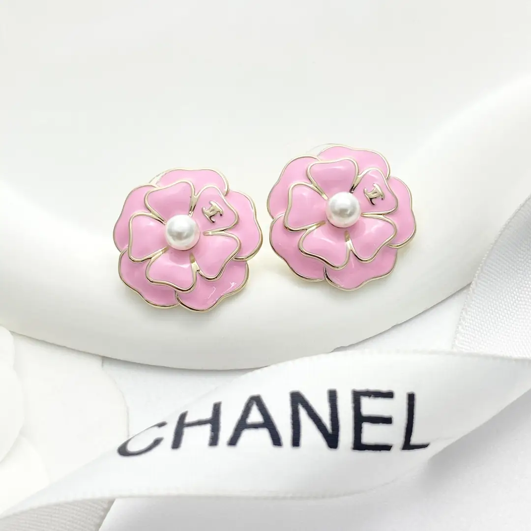 Chanel Pink Camellia Earrings