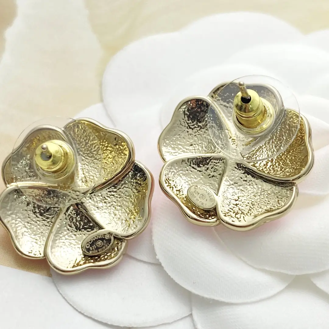 Chanel Pink Camellia Earrings