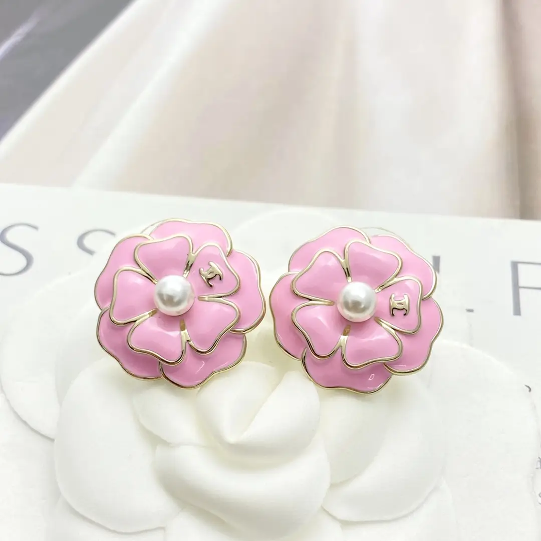 Chanel Pink Camellia Earrings
