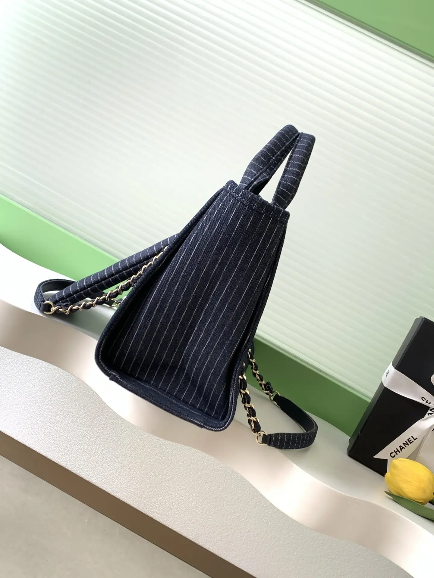 Chanel Shopping Bag Black Blue