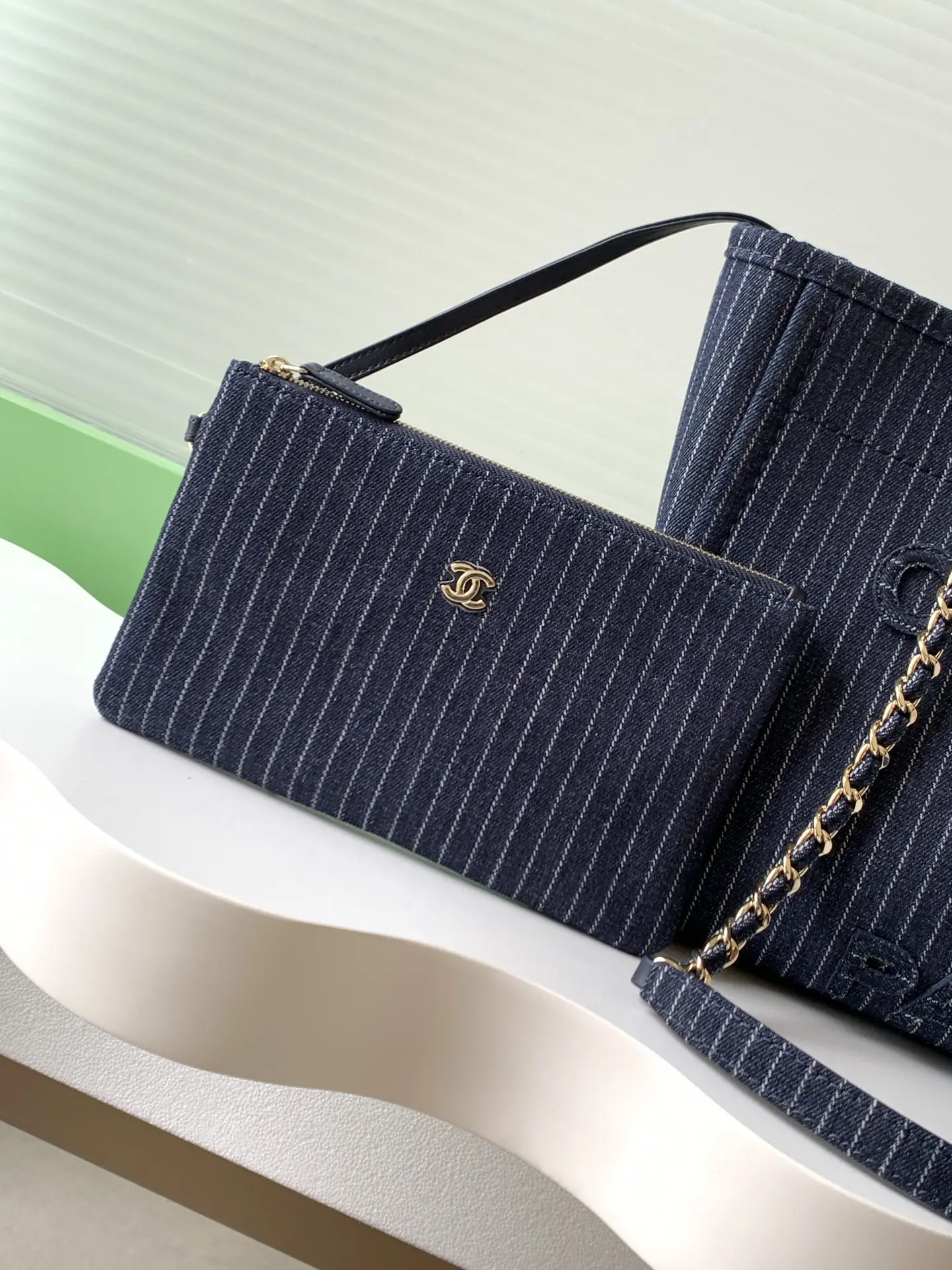 Chanel Shopping Bag Black Blue