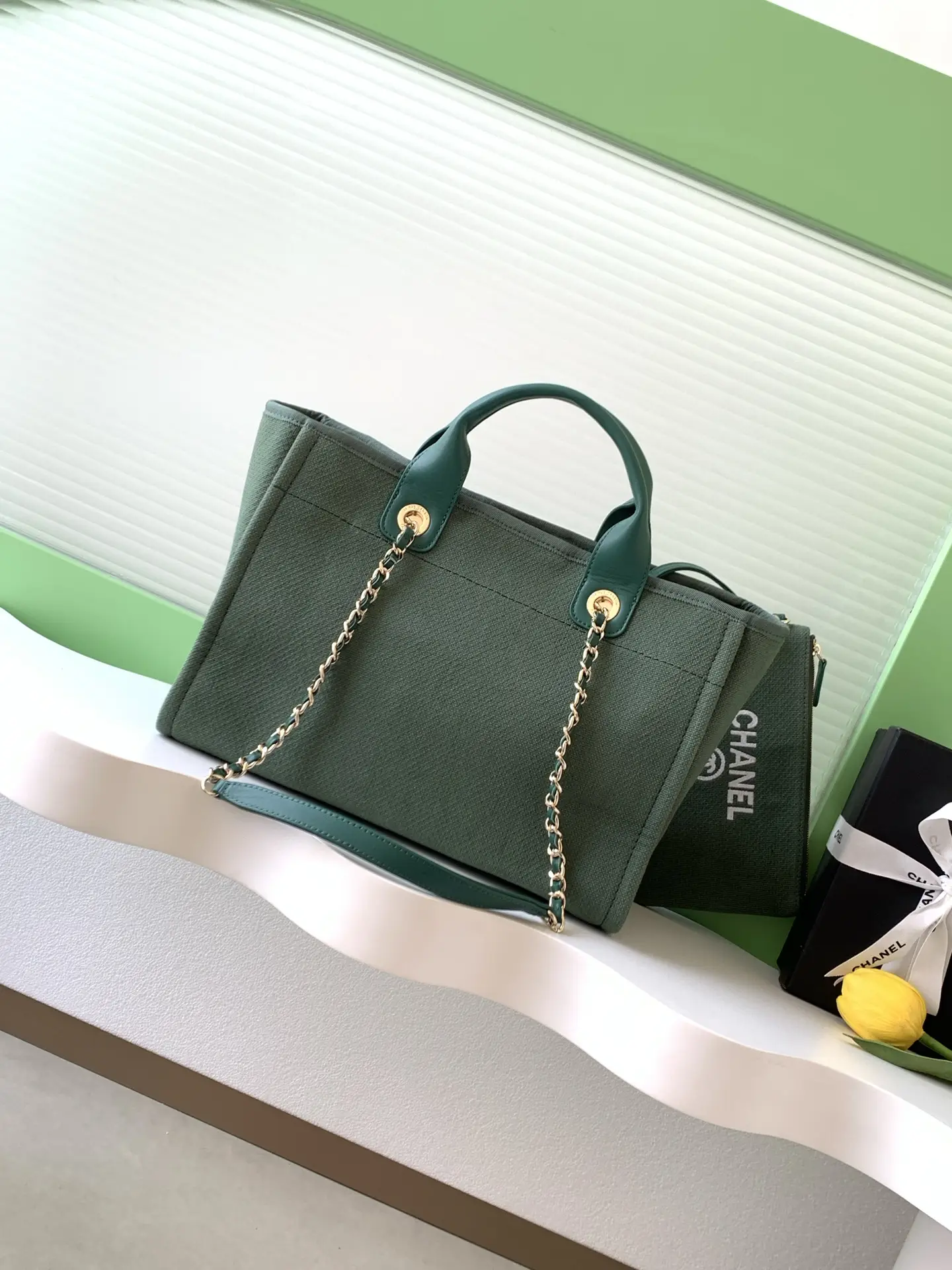 Chanel Shopping Bag Olive Green