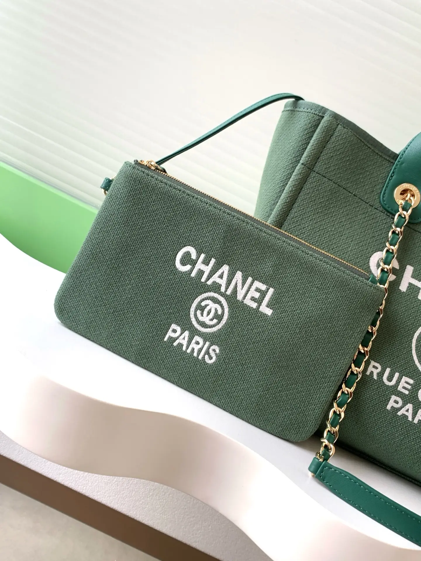 Chanel Shopping Bag Olive Green