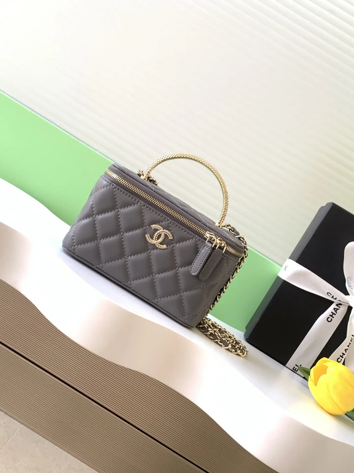 Chanel Vanity Bag with Handle AP4842 Grey