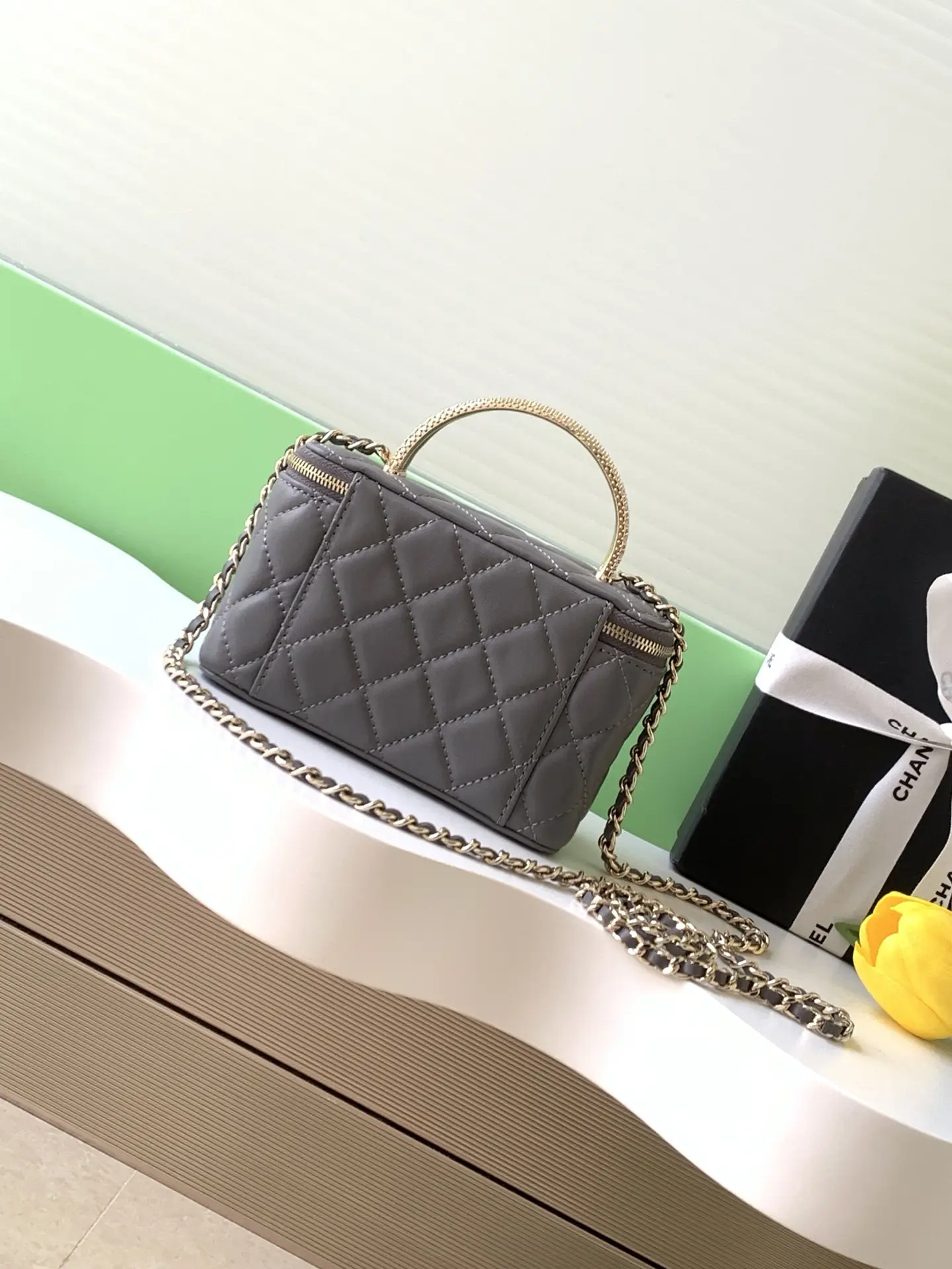 Chanel Vanity Bag with Handle AP4842 Grey