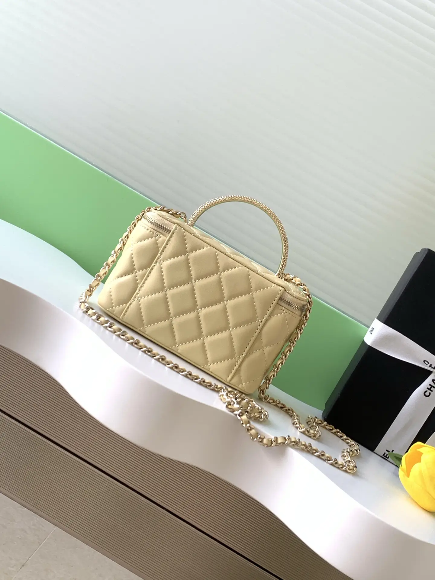 Chanel Vanity Bag with Handle AP4842 Yellow