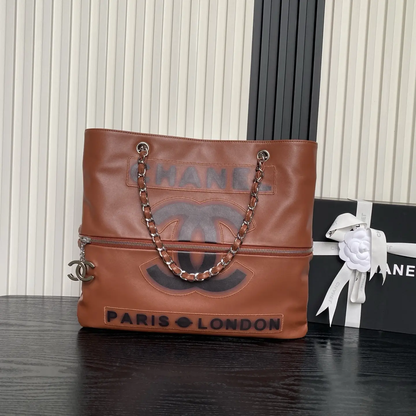 Chanel Vintage Graffiti Tote Bag Brown