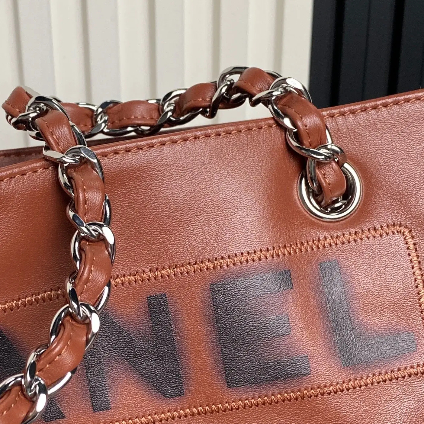 Chanel Vintage Graffiti Tote Bag Brown