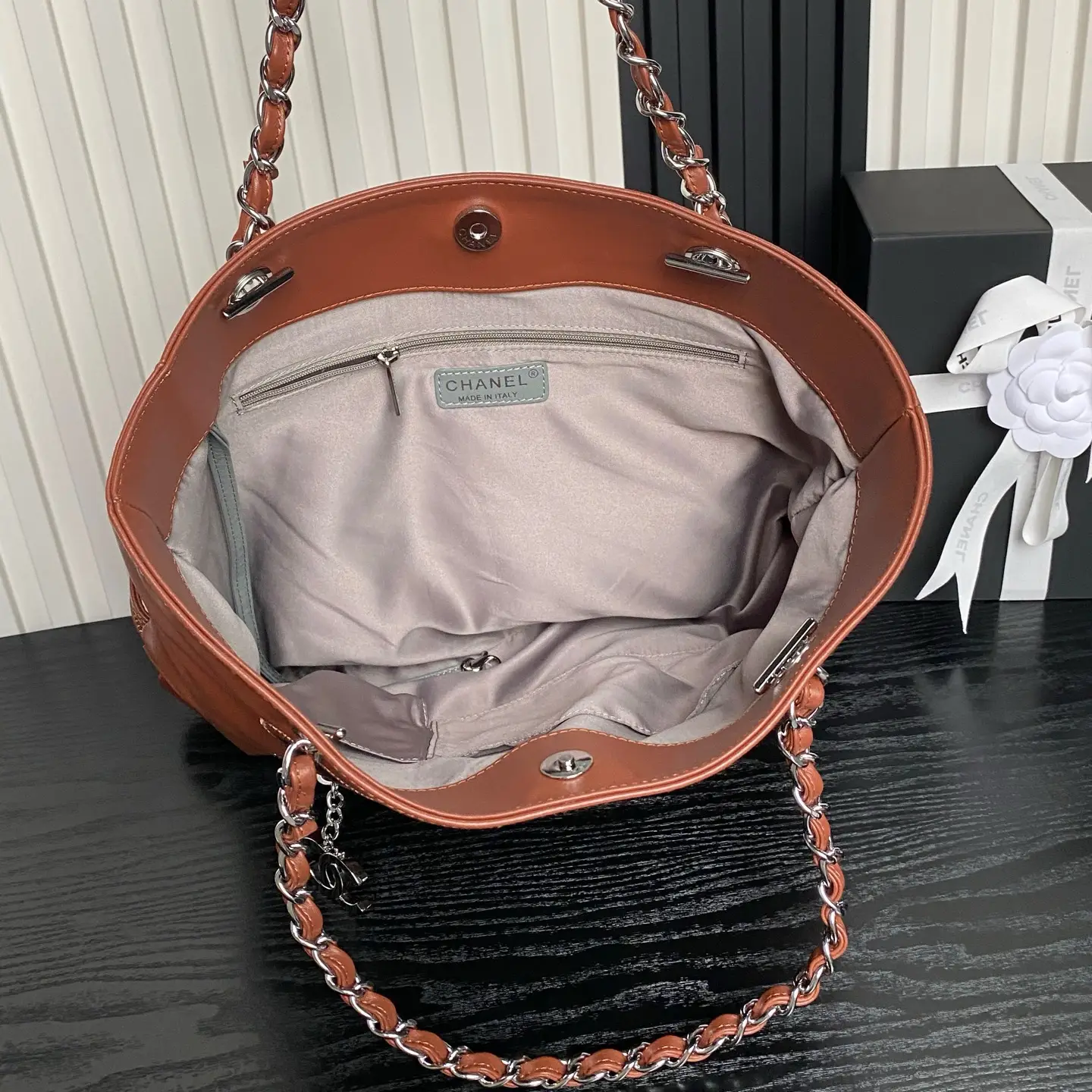 Chanel Vintage Graffiti Tote Bag Brown