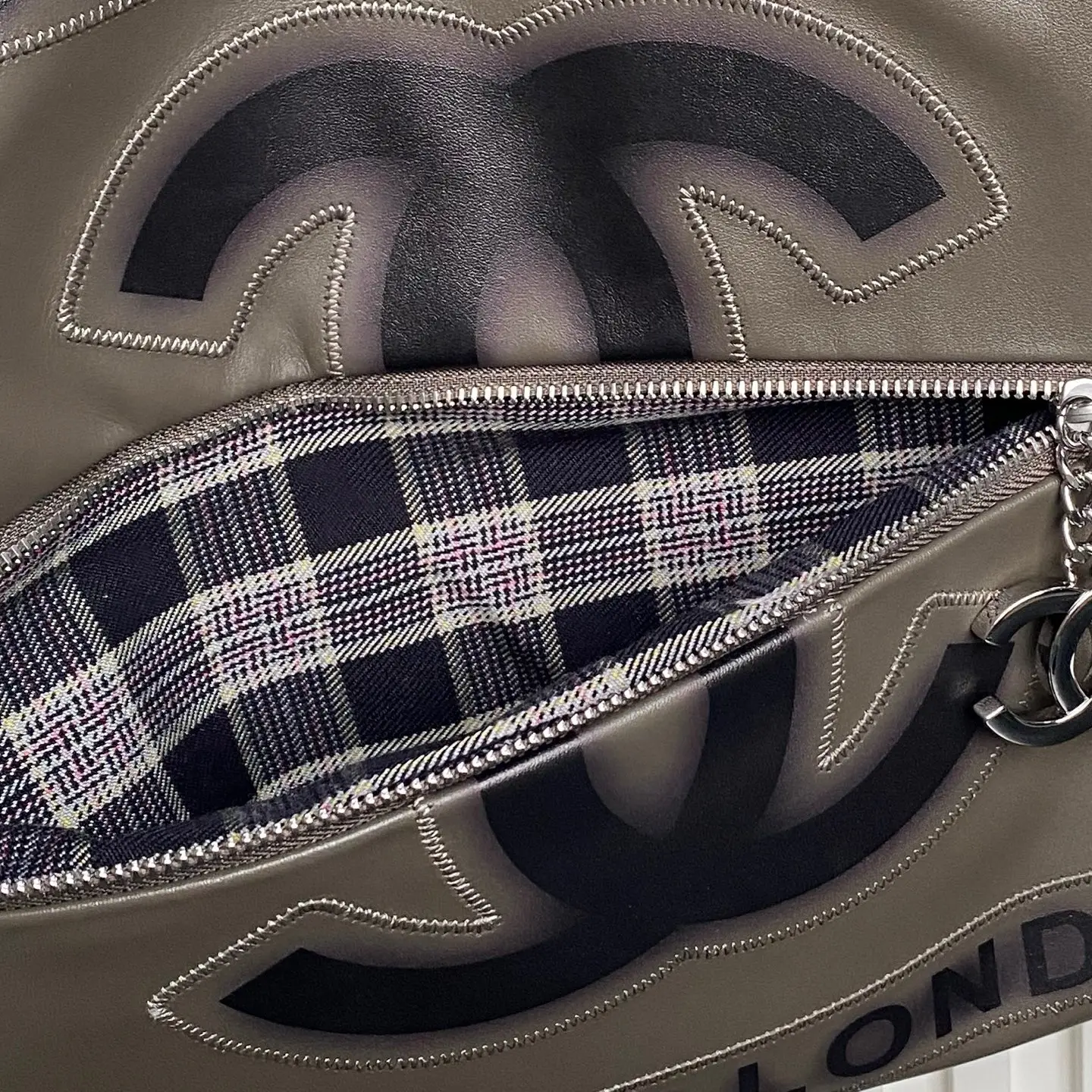 Chanel Vintage Graffiti Tote Bag Dark Grey