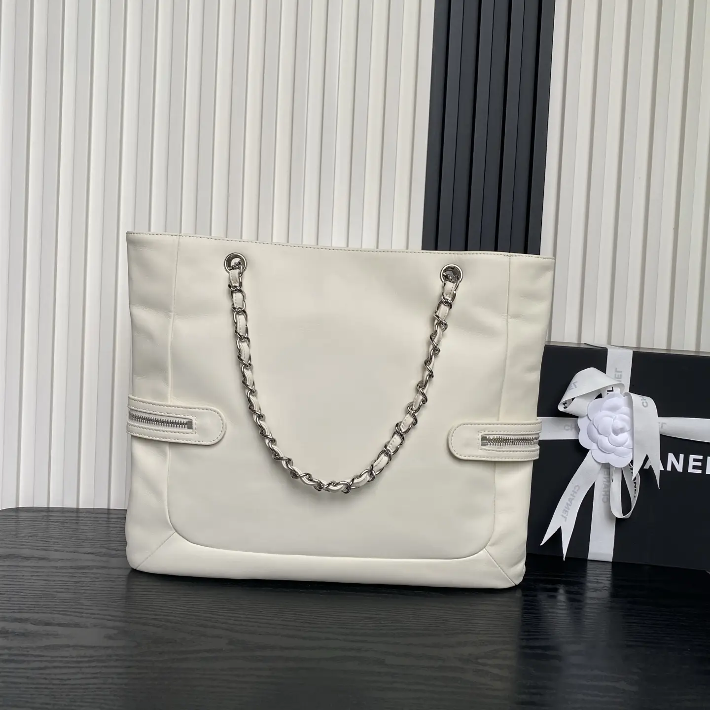 Chanel Vintage Graffiti Tote Bag White
