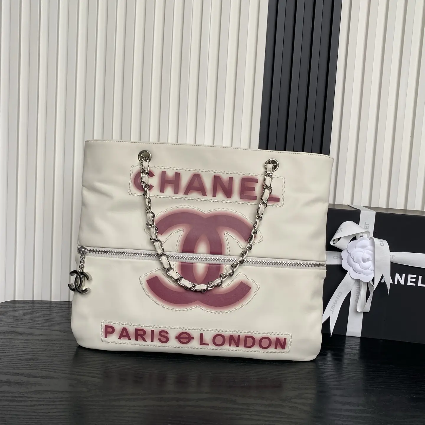 Chanel Vintage Graffiti Tote Bag White