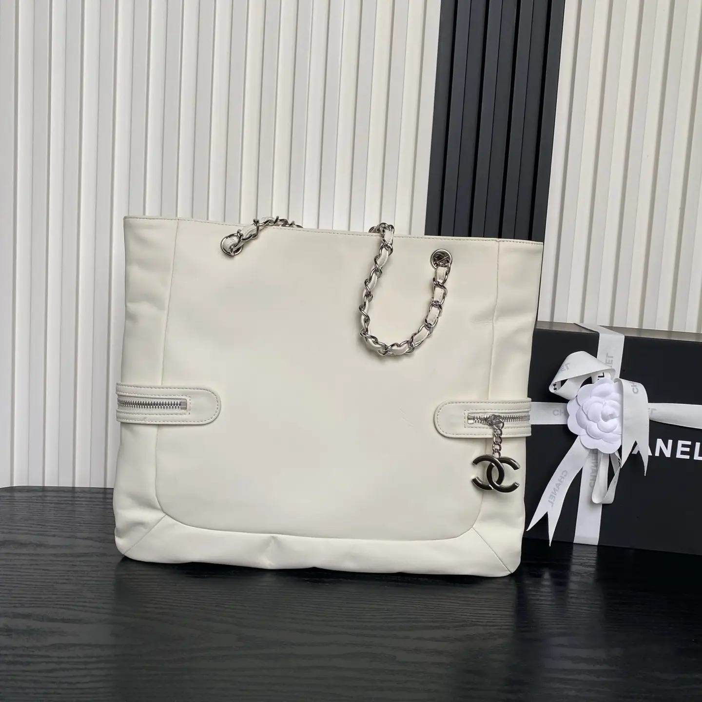 Chanel Vintage Graffiti Tote Bag White