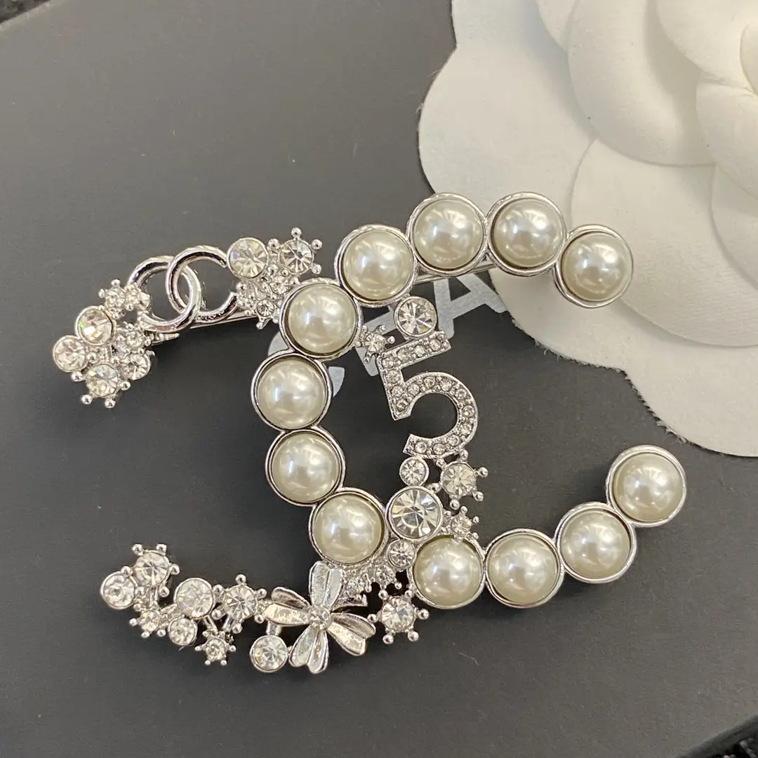 Chanel pearl and diamond brooch