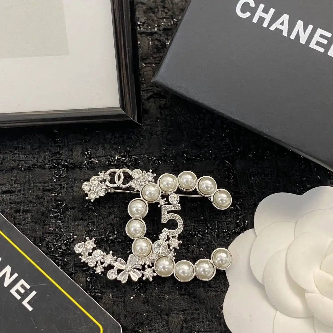 Chanel pearl and diamond brooch