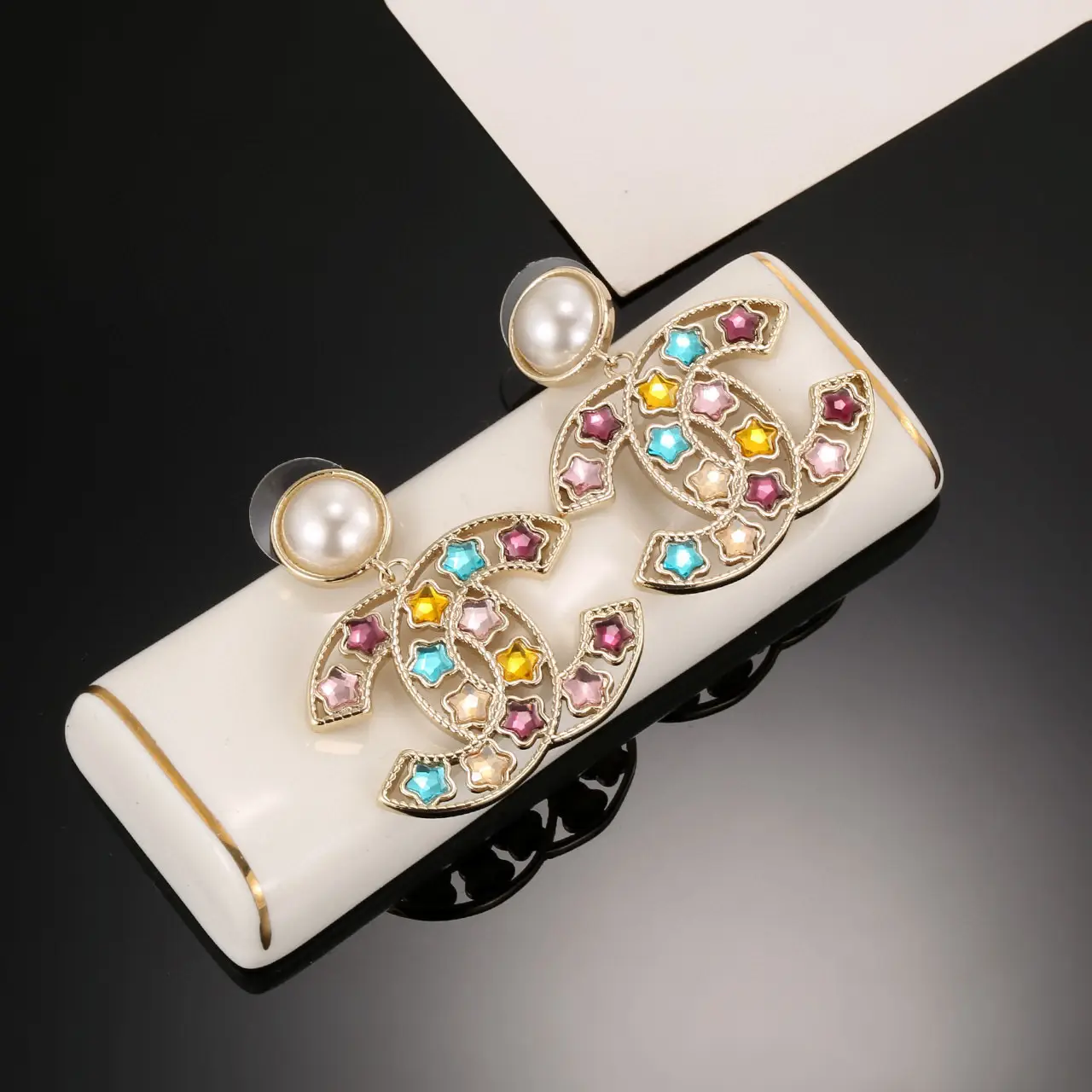 Chanel Star Colored Earrings