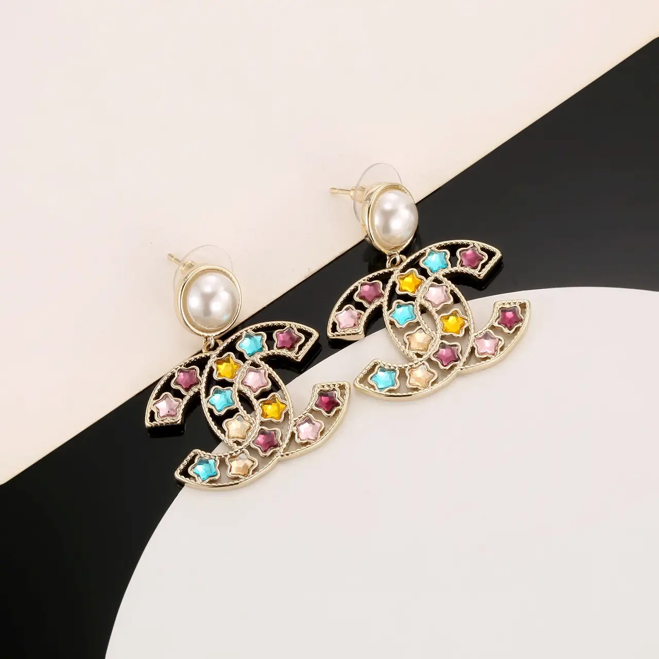 Chanel Star Colored Earrings