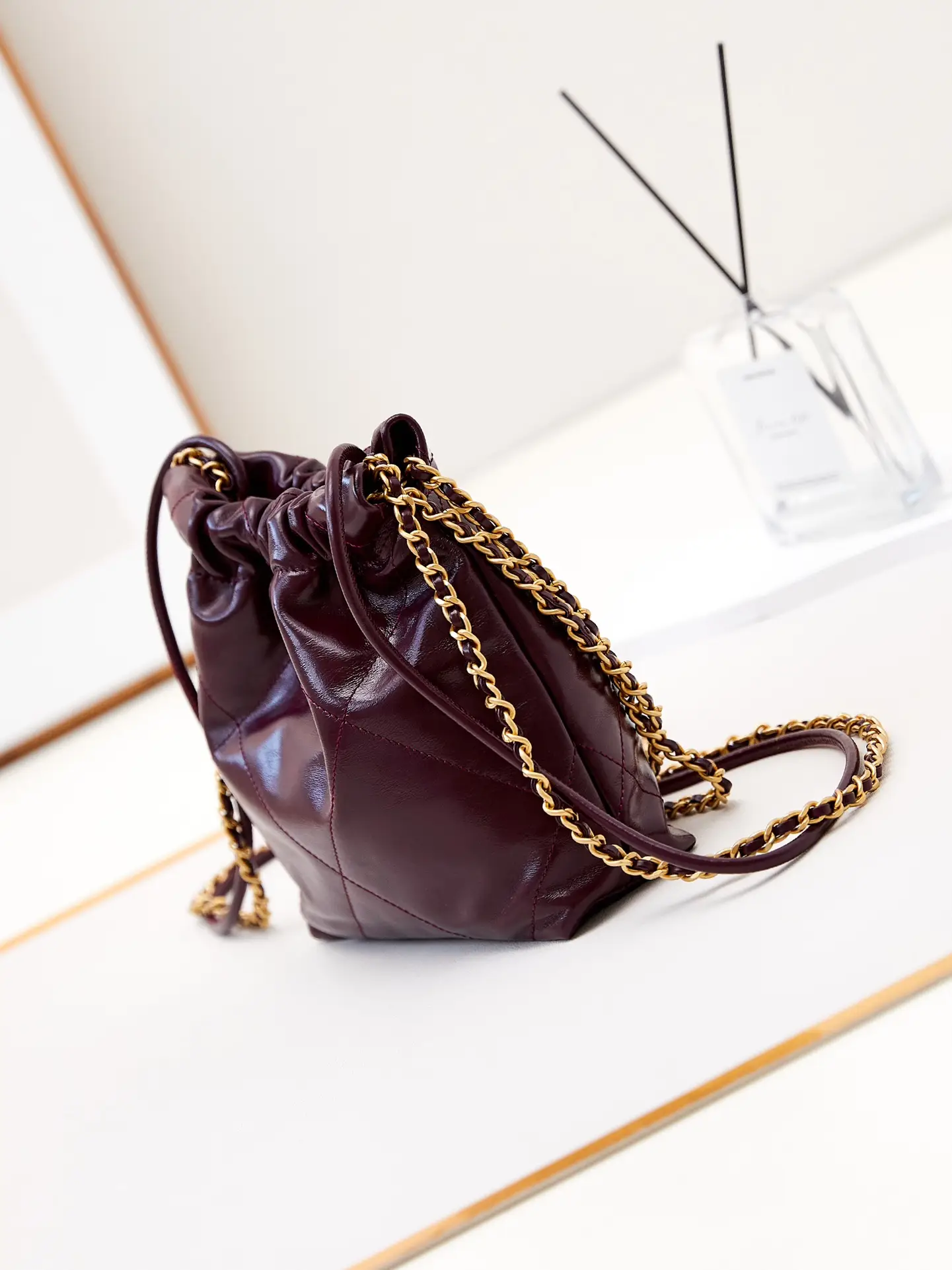 Chanel 22 Mini Handbag AS3980 Burgundy