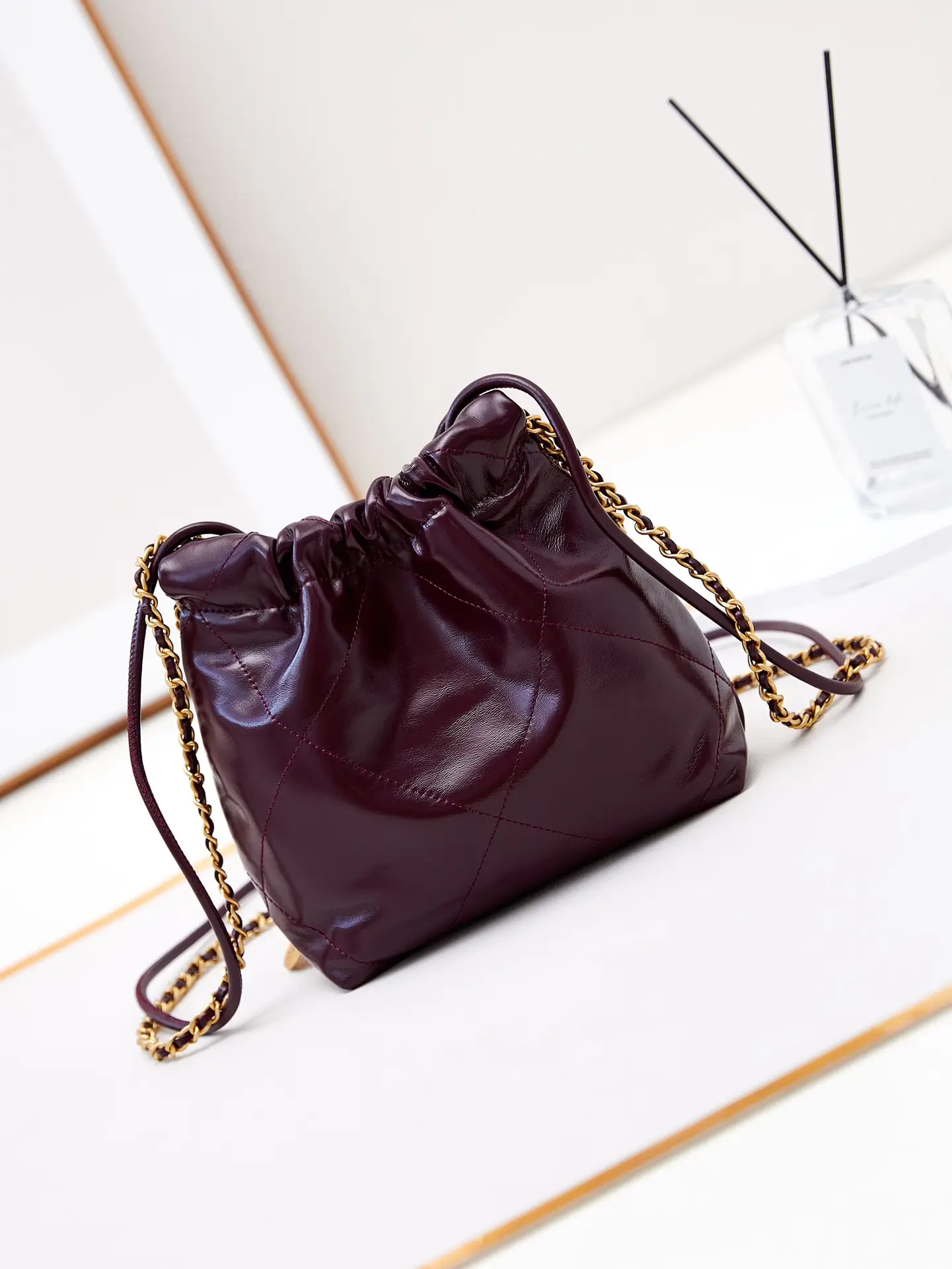 Chanel 22 Mini Handbag AS3980 Burgundy