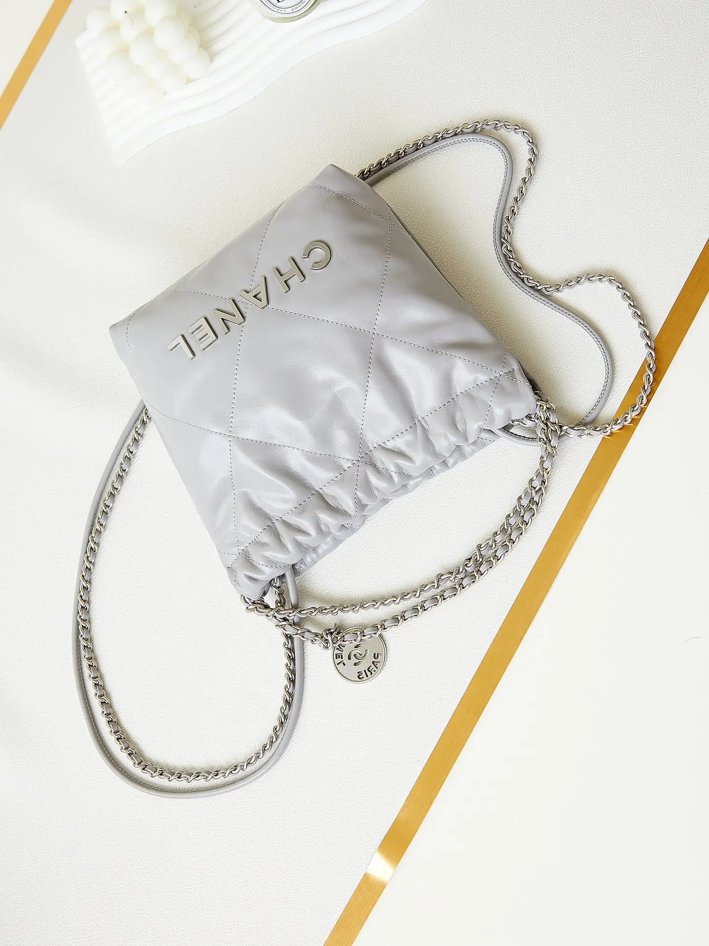 Chanel 22 Mini Handbag AS3980 Gray