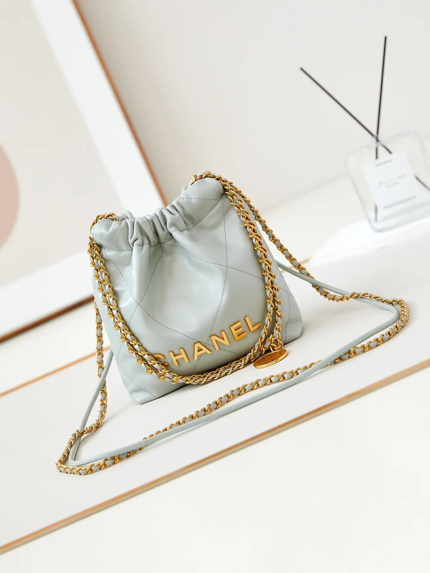 Chanel 22 Mini Handbag AS3980 Light Blue