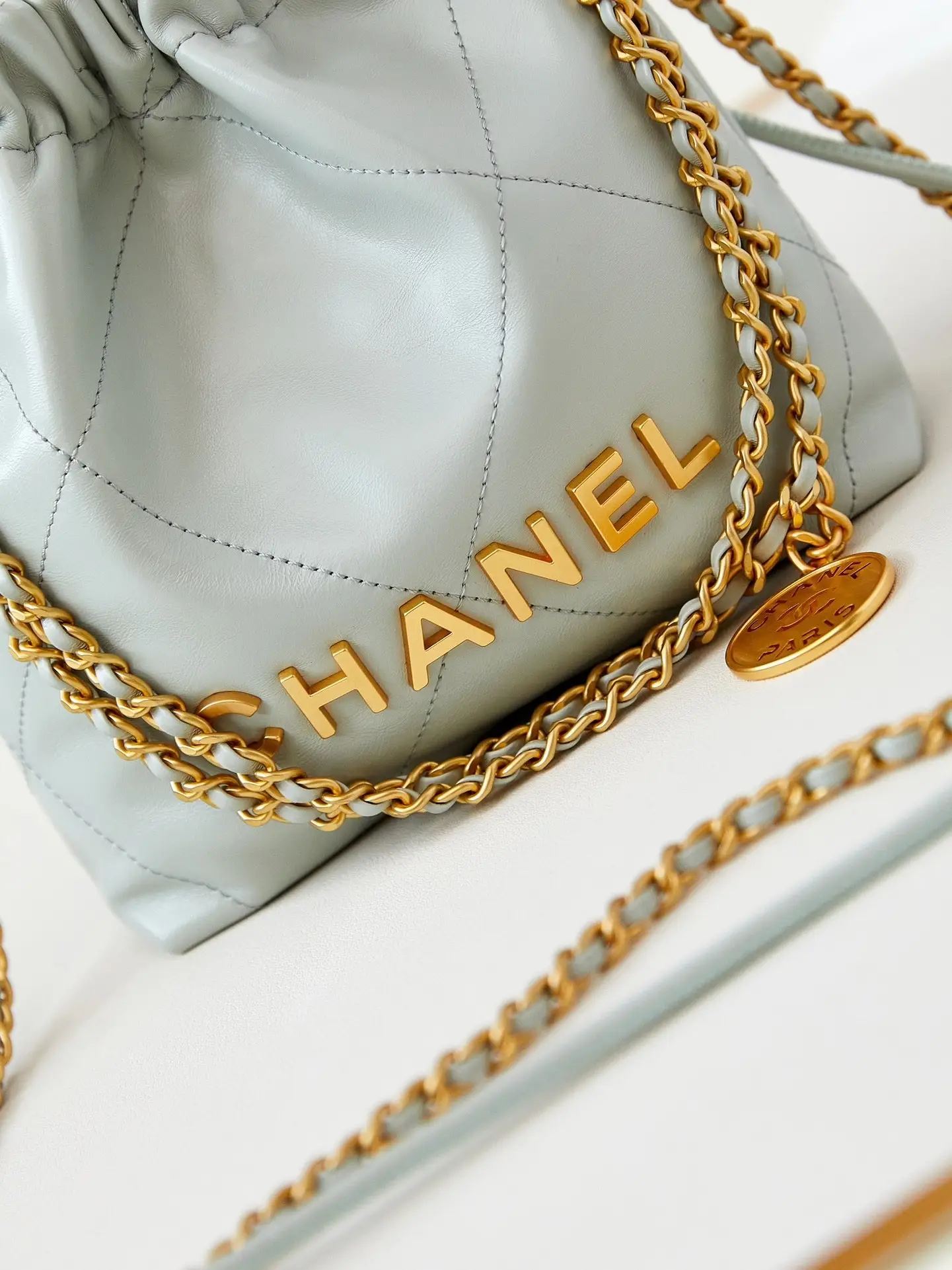 Chanel 22 Mini Handbag AS3980 Light Blue