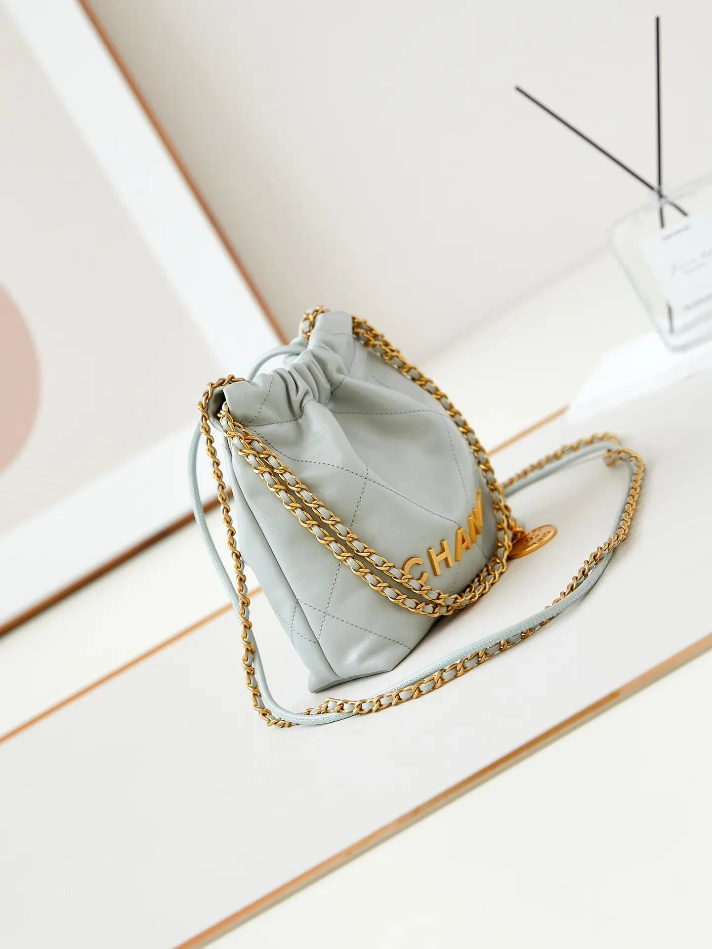 Chanel 22 Mini Handbag AS3980 Light Blue