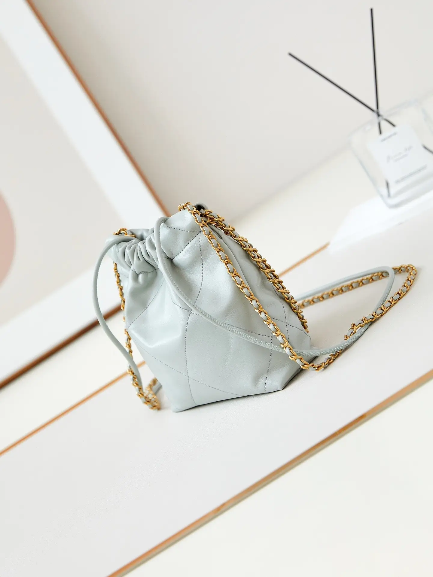 Chanel 22 Mini Handbag AS3980 Light Blue