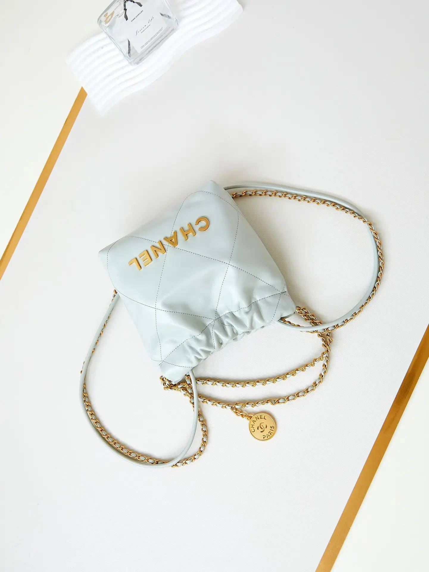 Chanel 22 Mini Handbag AS3980 Light Blue