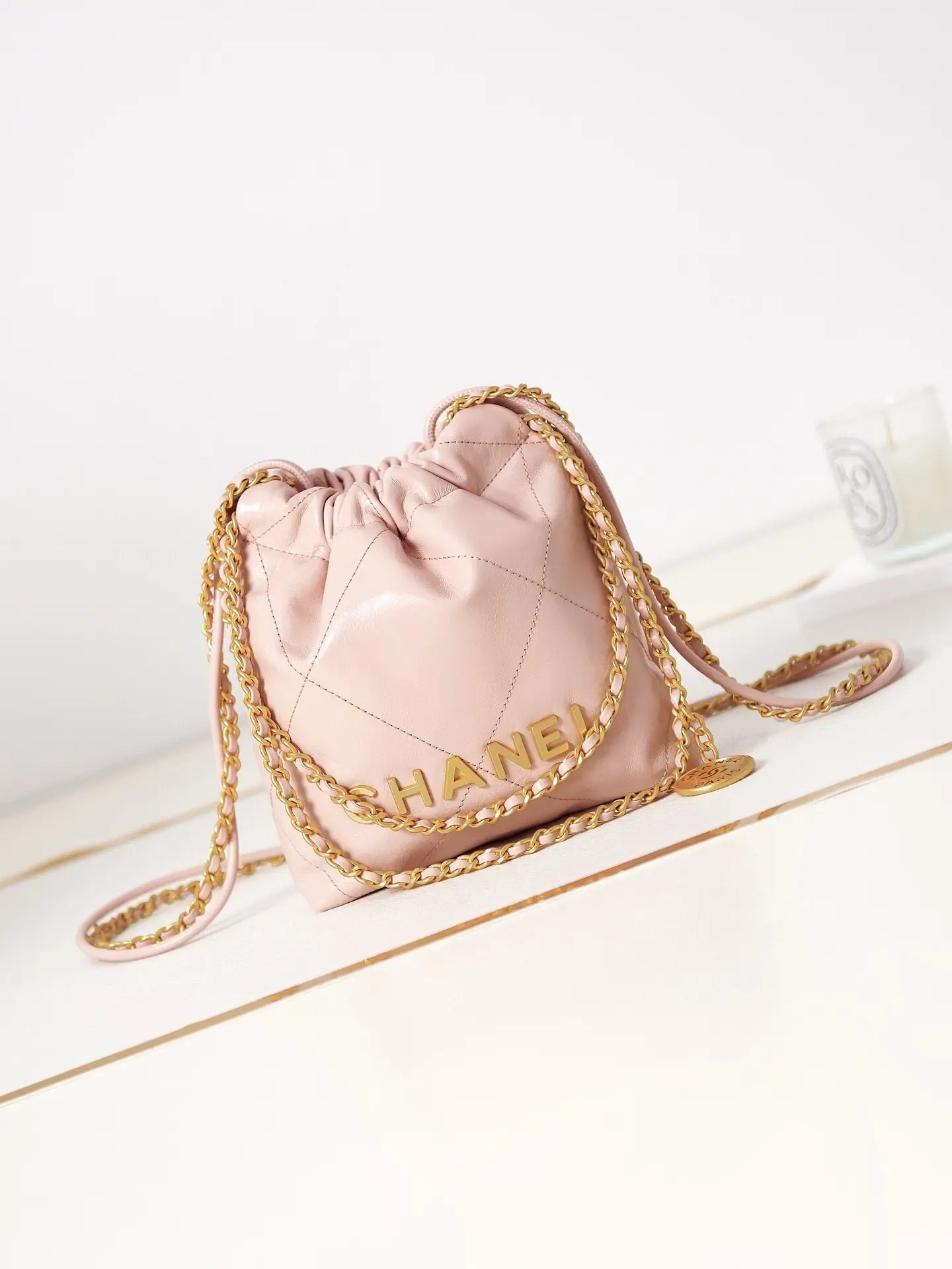 Chanel 22 Mini Handbag AS3980 Light Pink