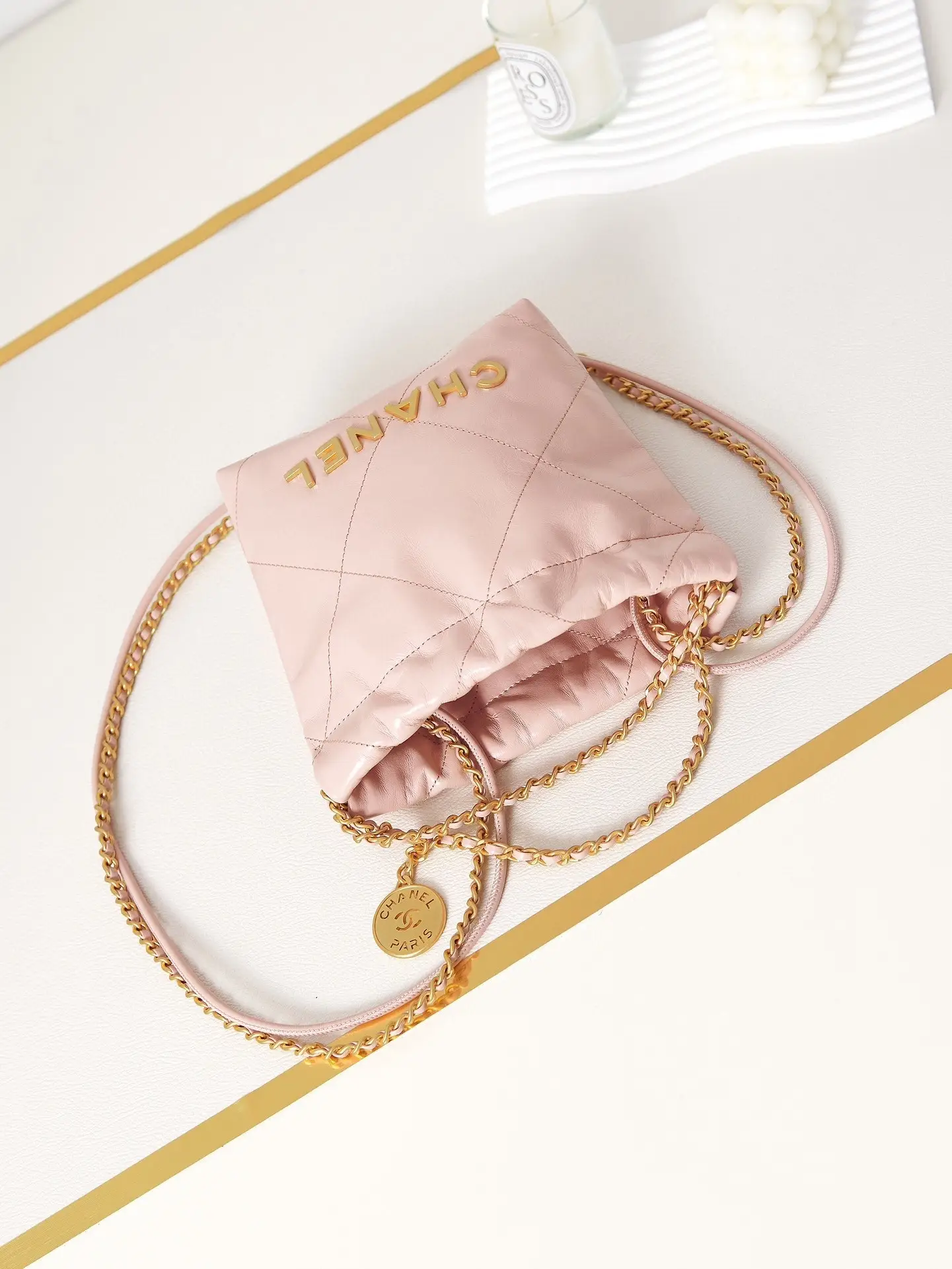 Chanel 22 Mini Handbag AS3980 Light Pink