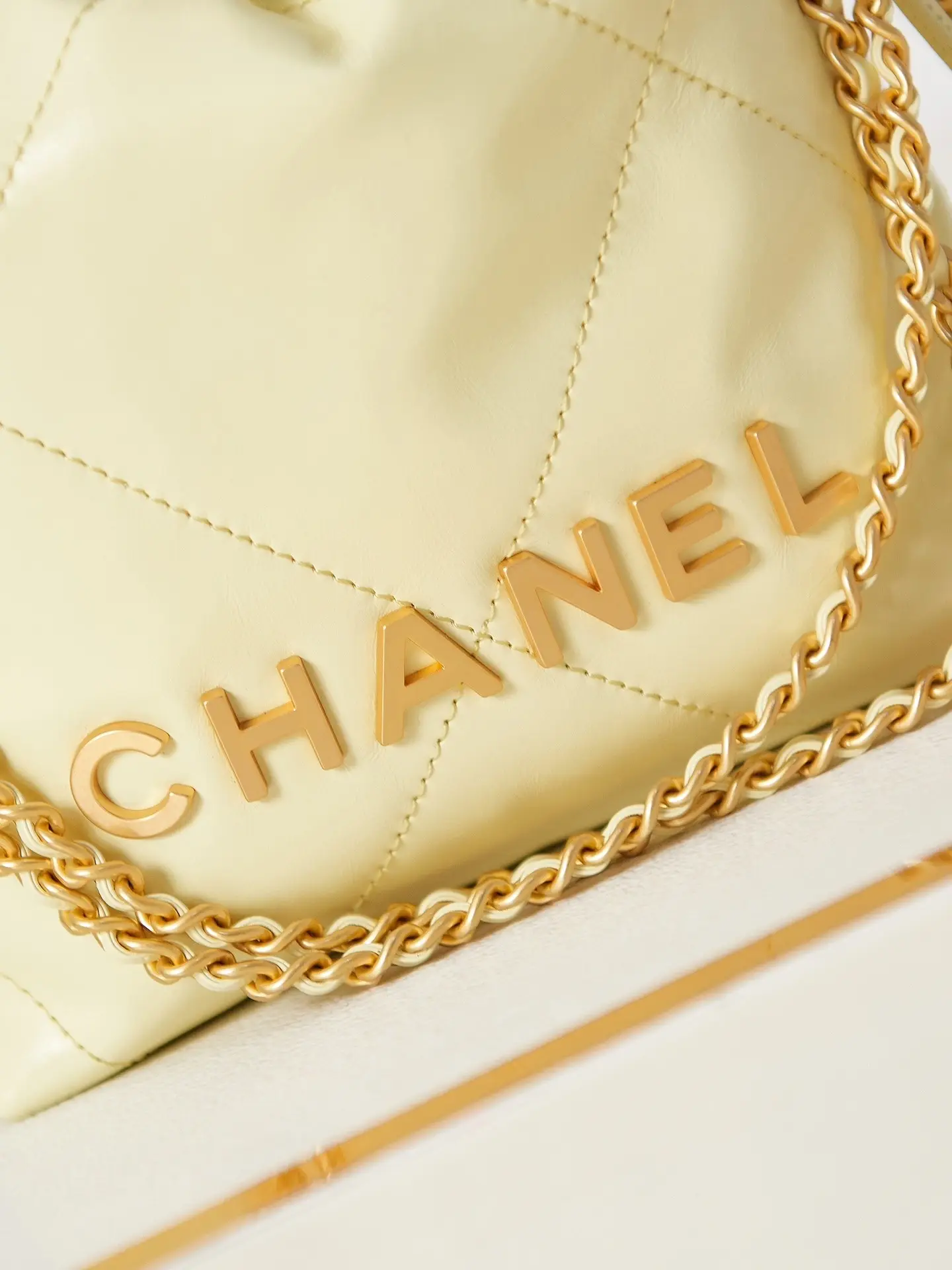 Chanel 22 Mini Handbag AS3980 Light Yellow