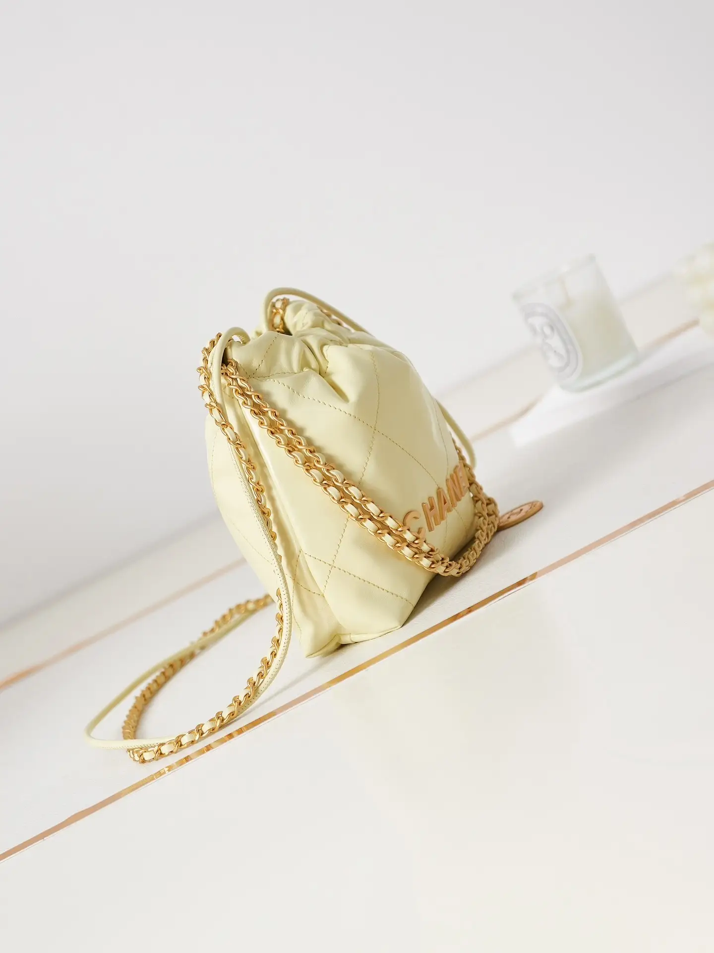 Chanel 22 Mini Handbag AS3980 Light Yellow