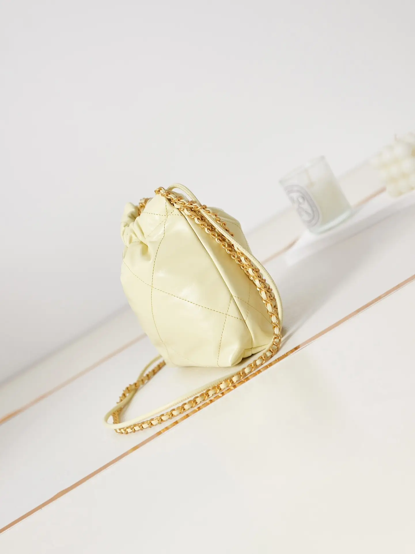 Chanel 22 Mini Handbag AS3980 Light Yellow